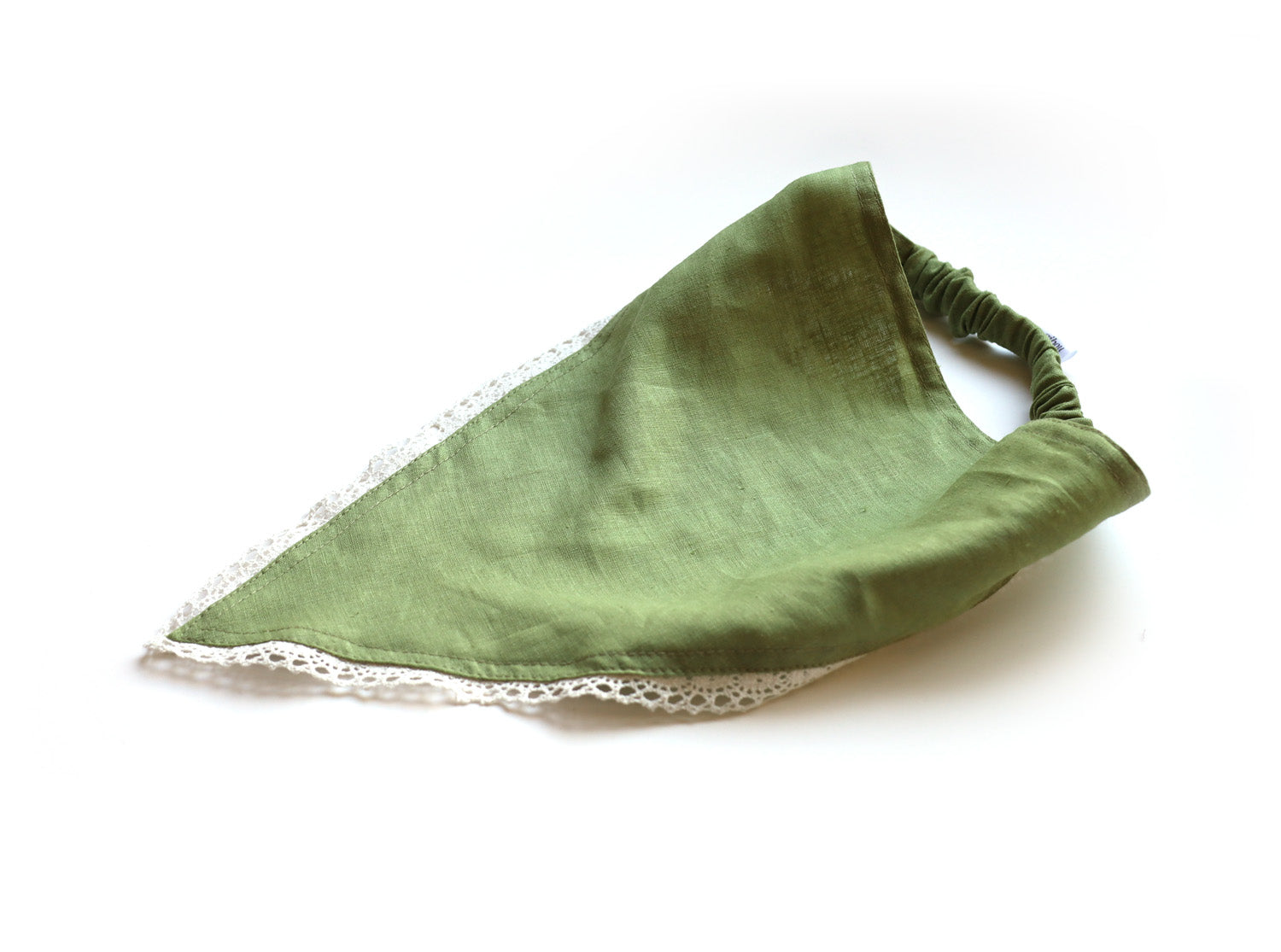 Bandana en lin à bordure dentelle