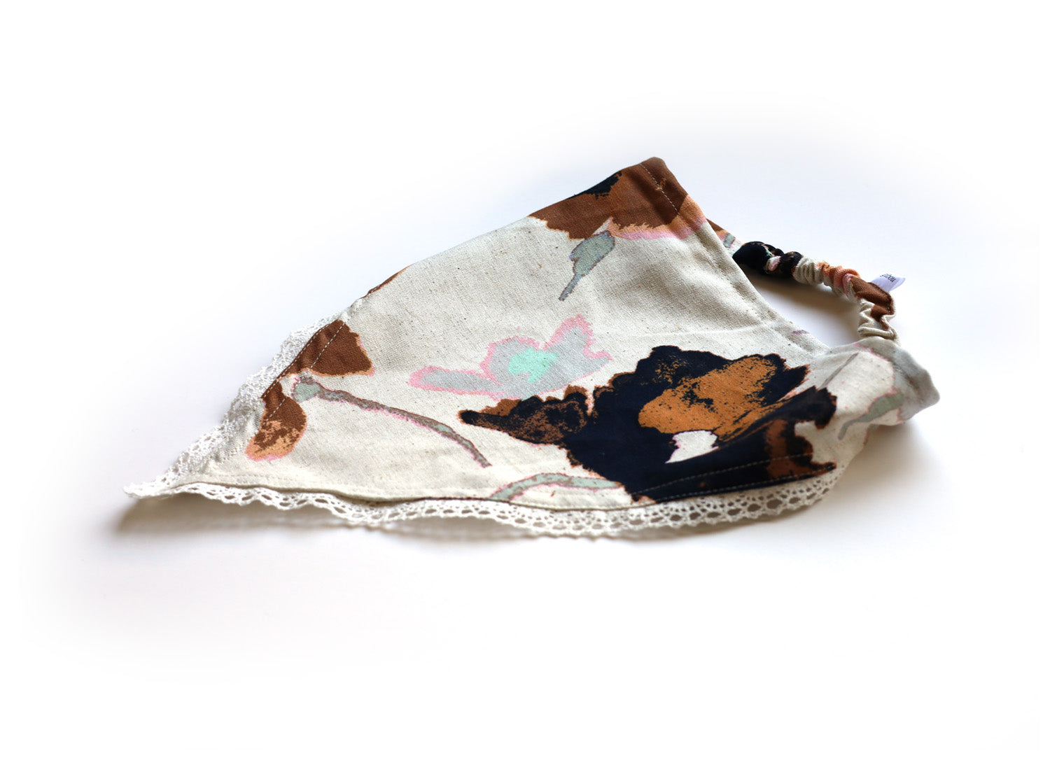 Bandana en lin à bordure dentelle