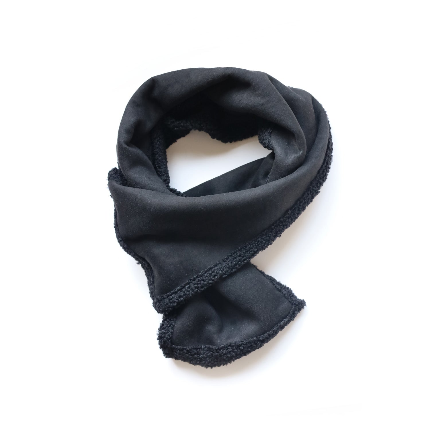 Reversible sherpa suede scarf