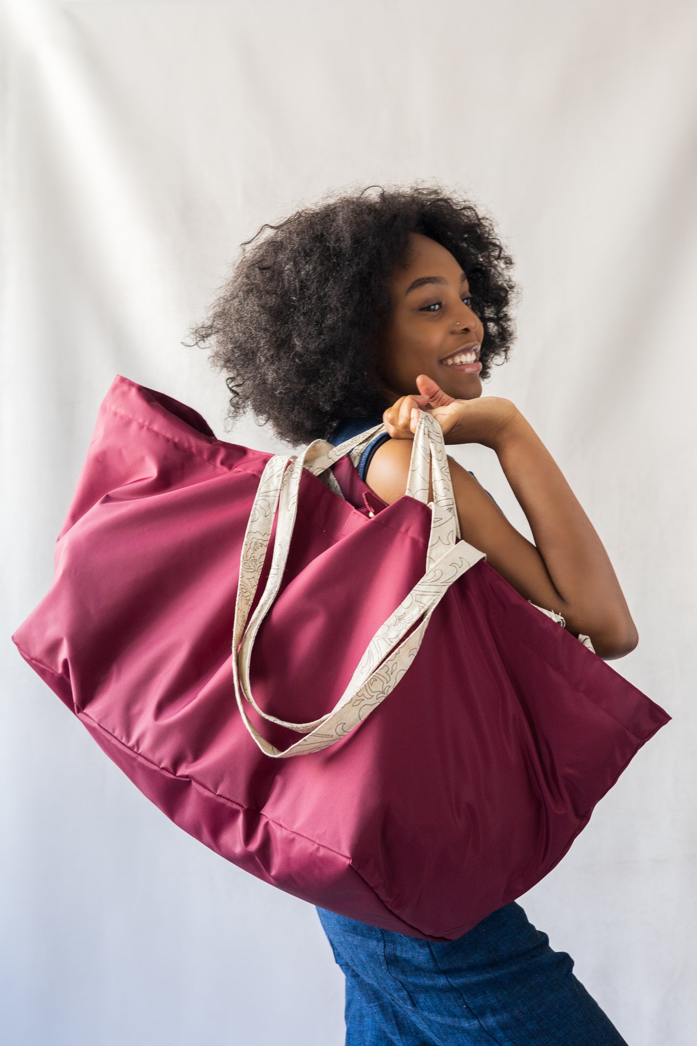 Extra large reversible tote bag