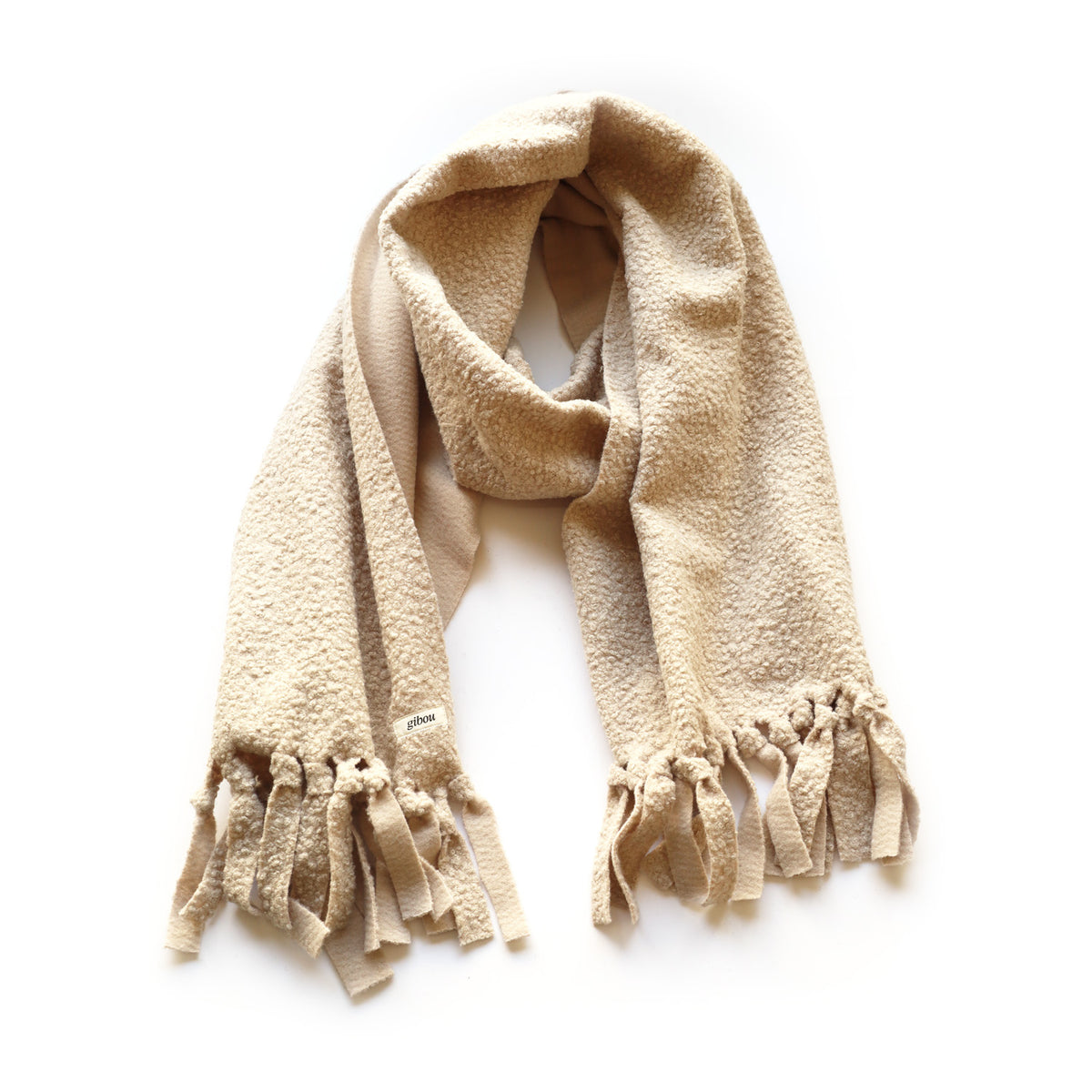 Très grand foulard molletonné bouclé à franges