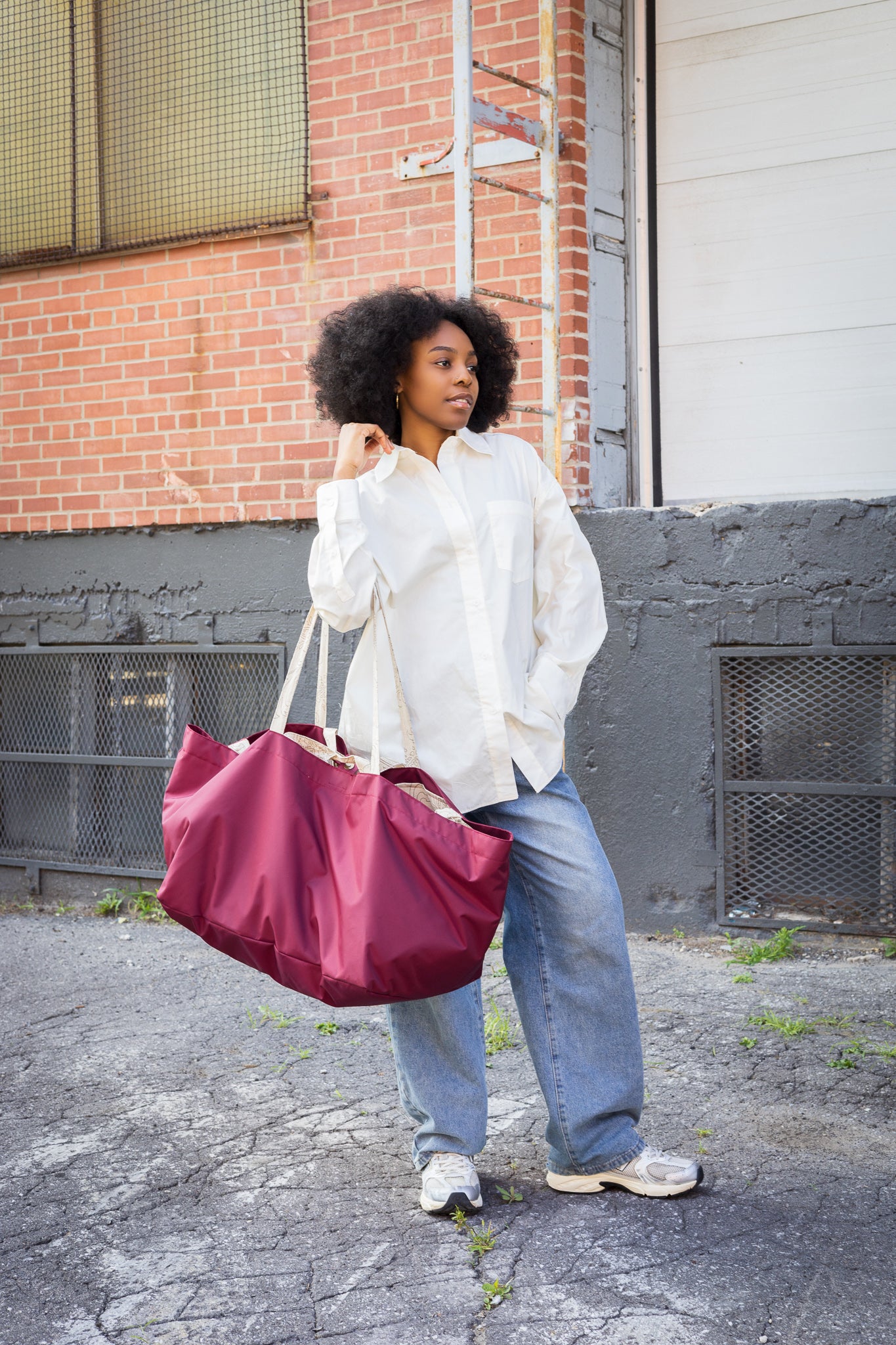 Extra large reversible tote bag