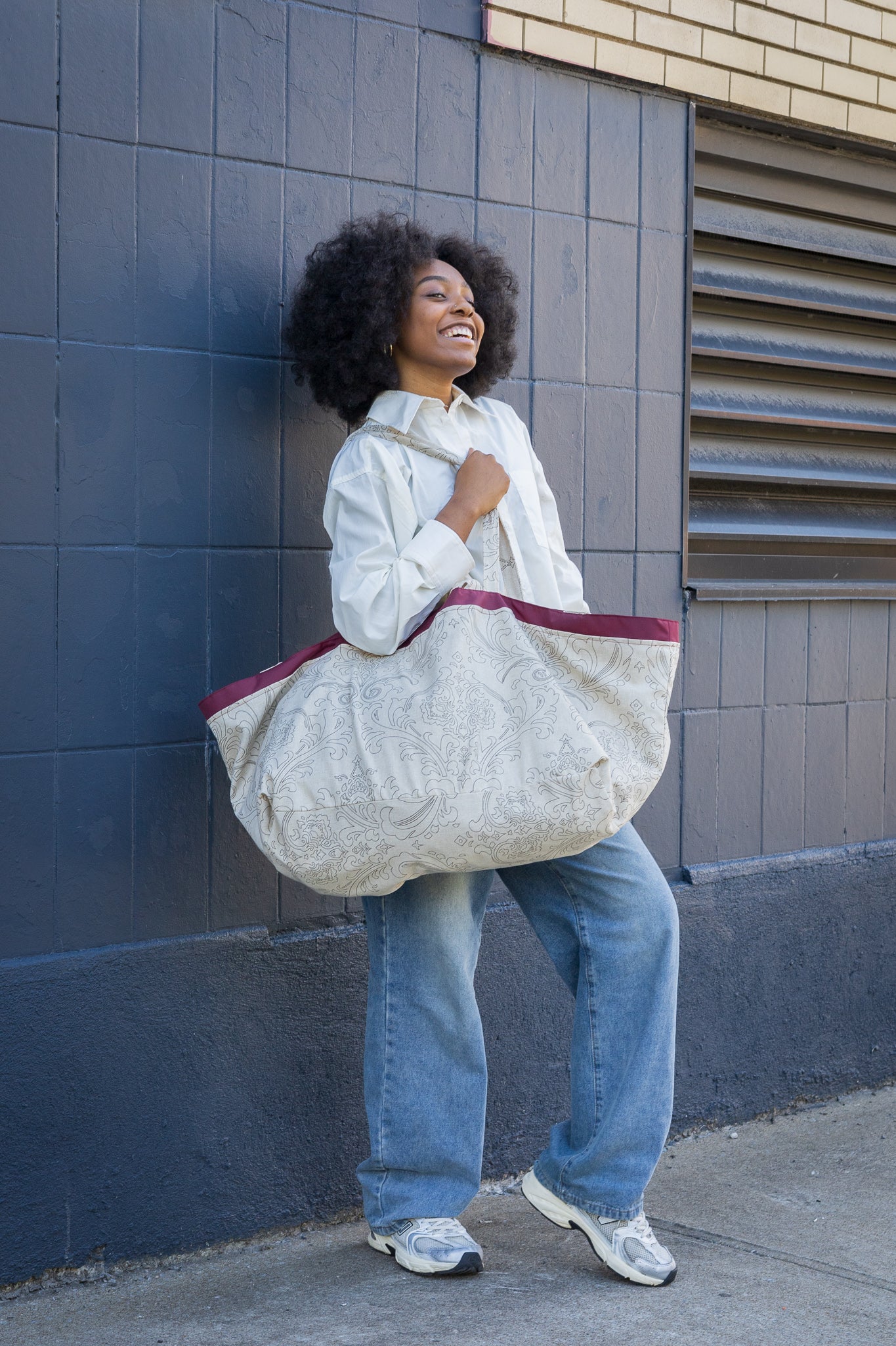 Extra large reversible tote bag