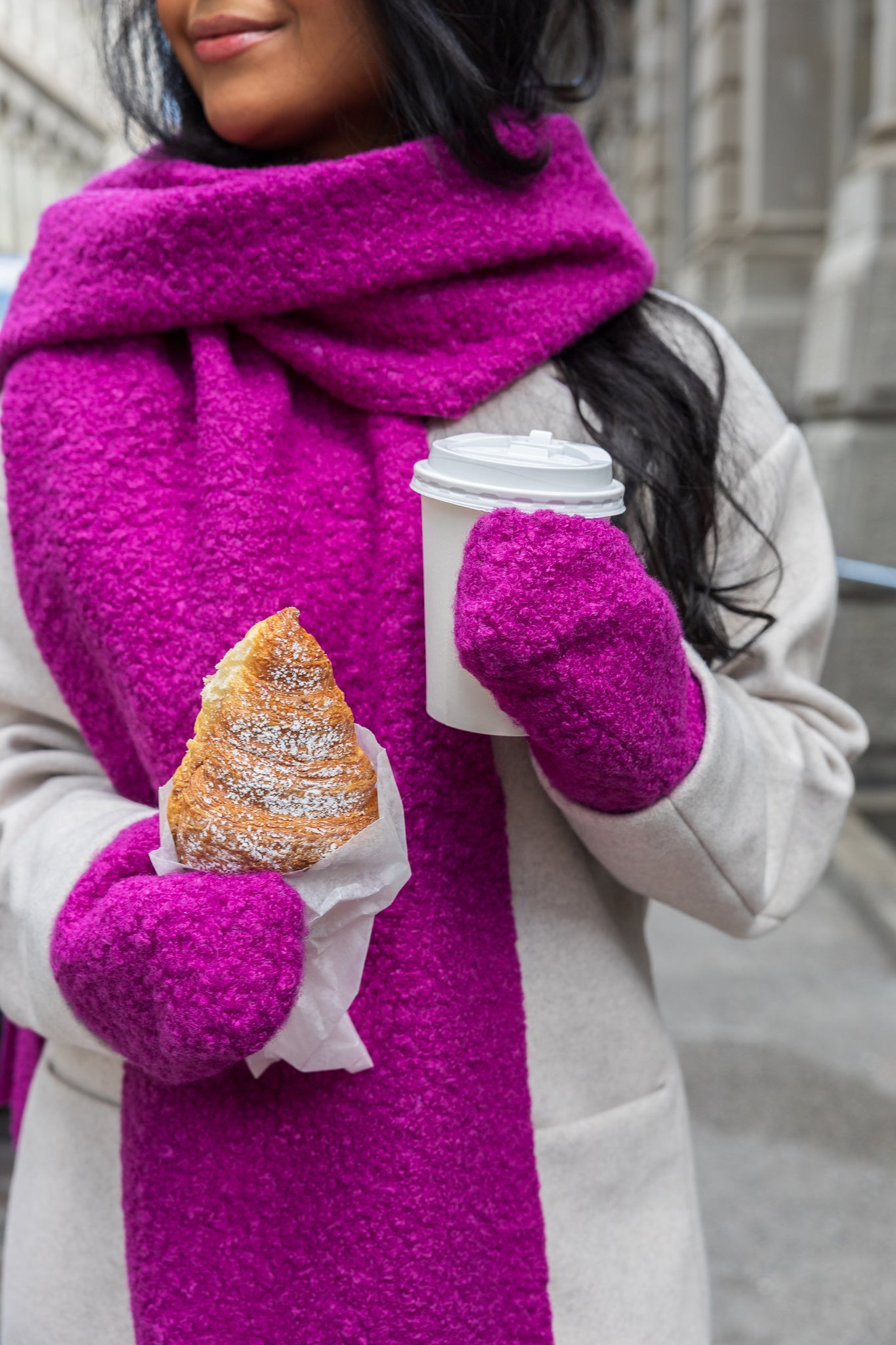 Foulard en molletonné bouclé à franges