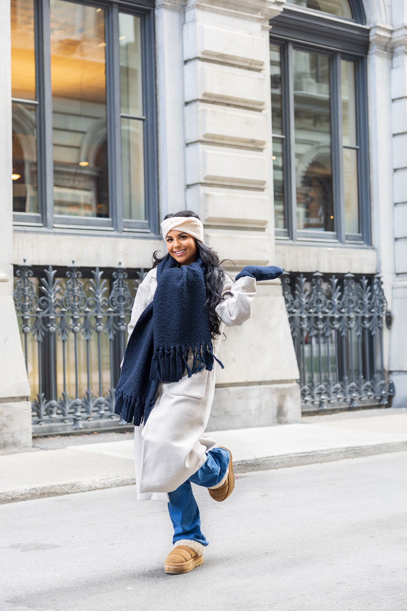 Foulard en molletonné bouclé à franges