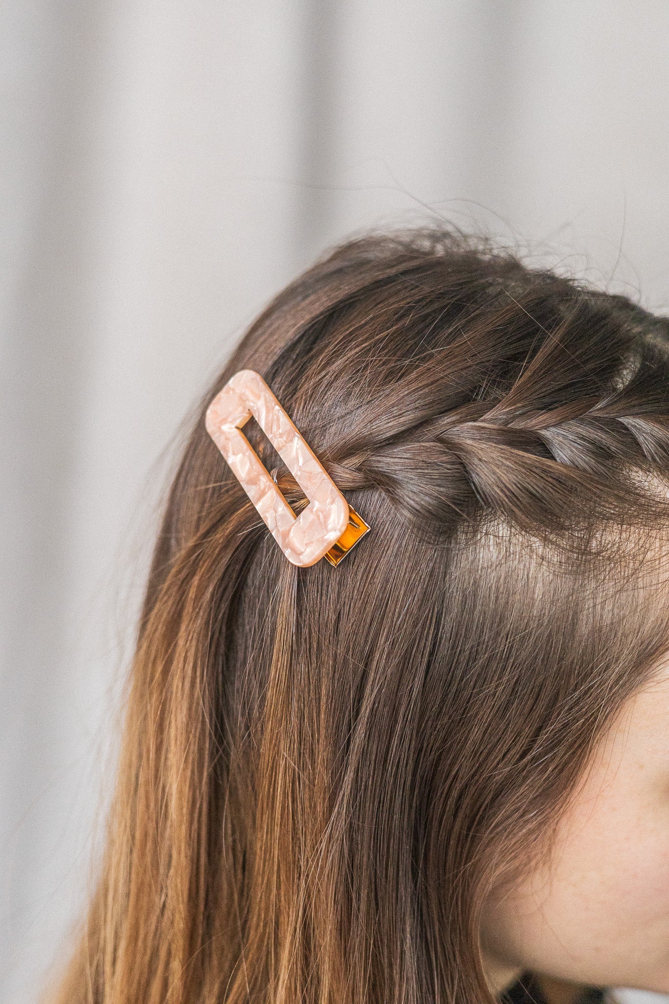 Barrette nacrée rose (ensemble de 2)