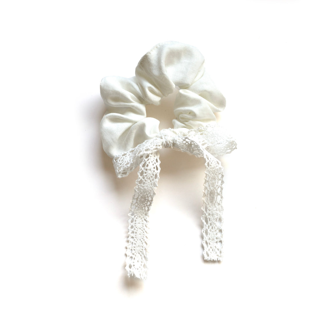 Chouchou en lin avec boucle dentelle