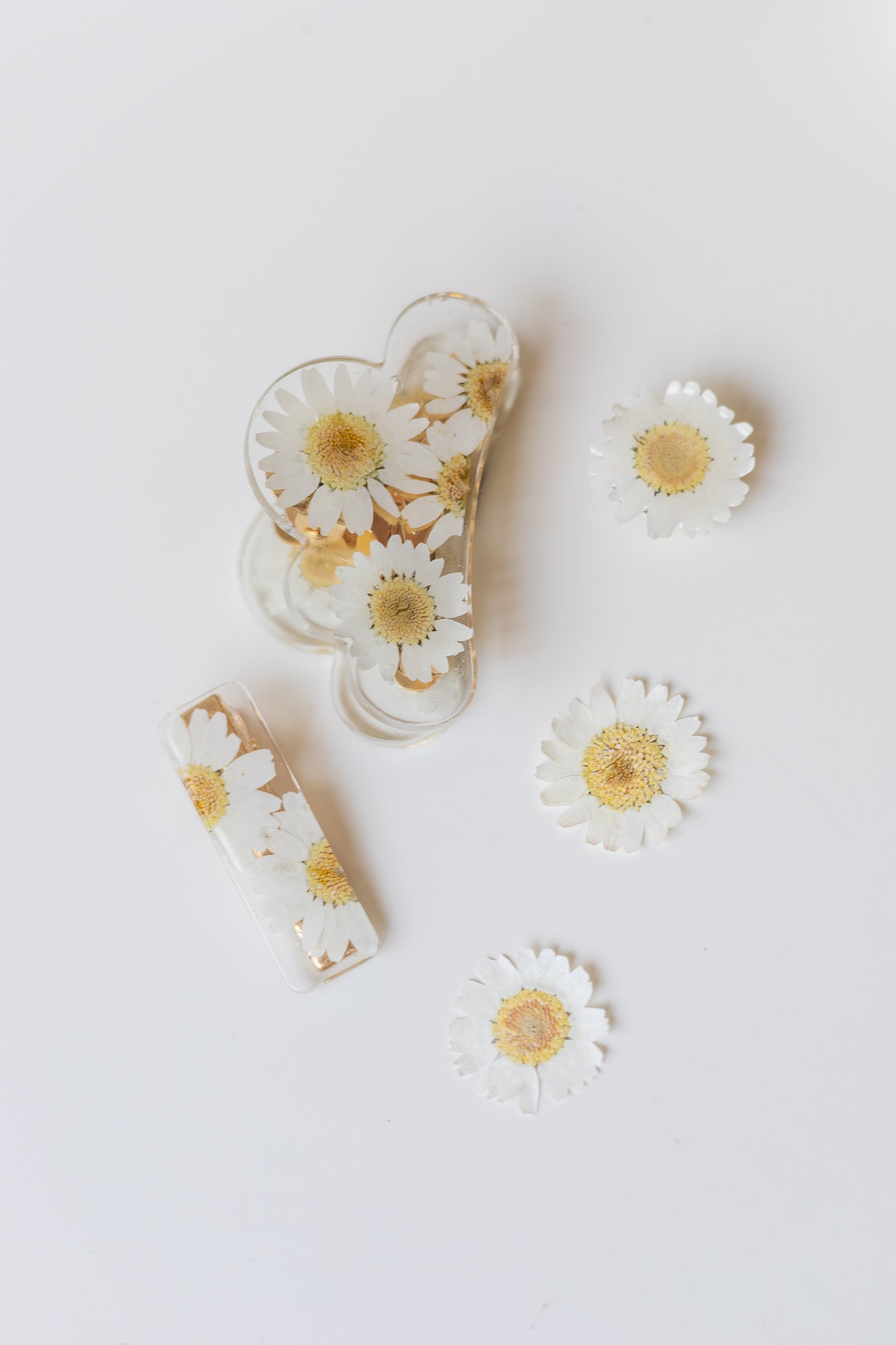 Straight barrette with dried flowers