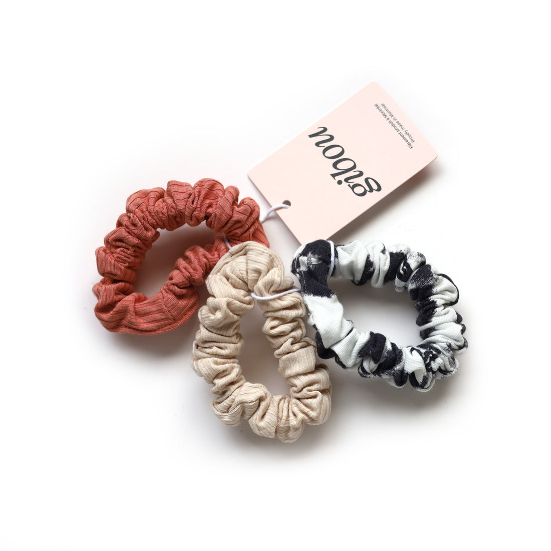 Trio de mini chouchous en tissu revalorisé