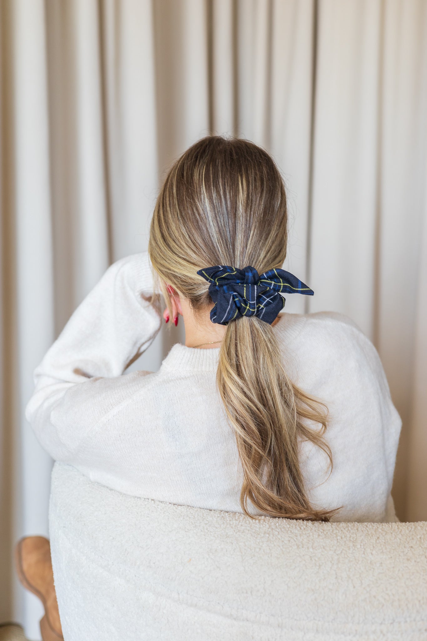 Chouchou tartan bouclé