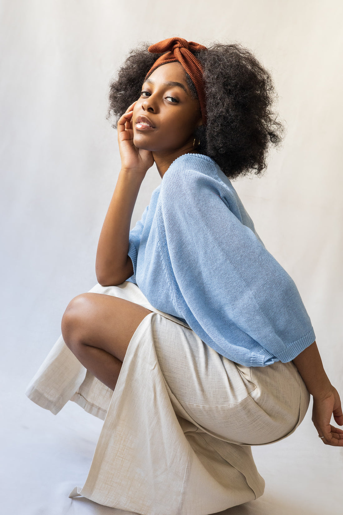 Bandeau à torsader automne en tissu revalorisé