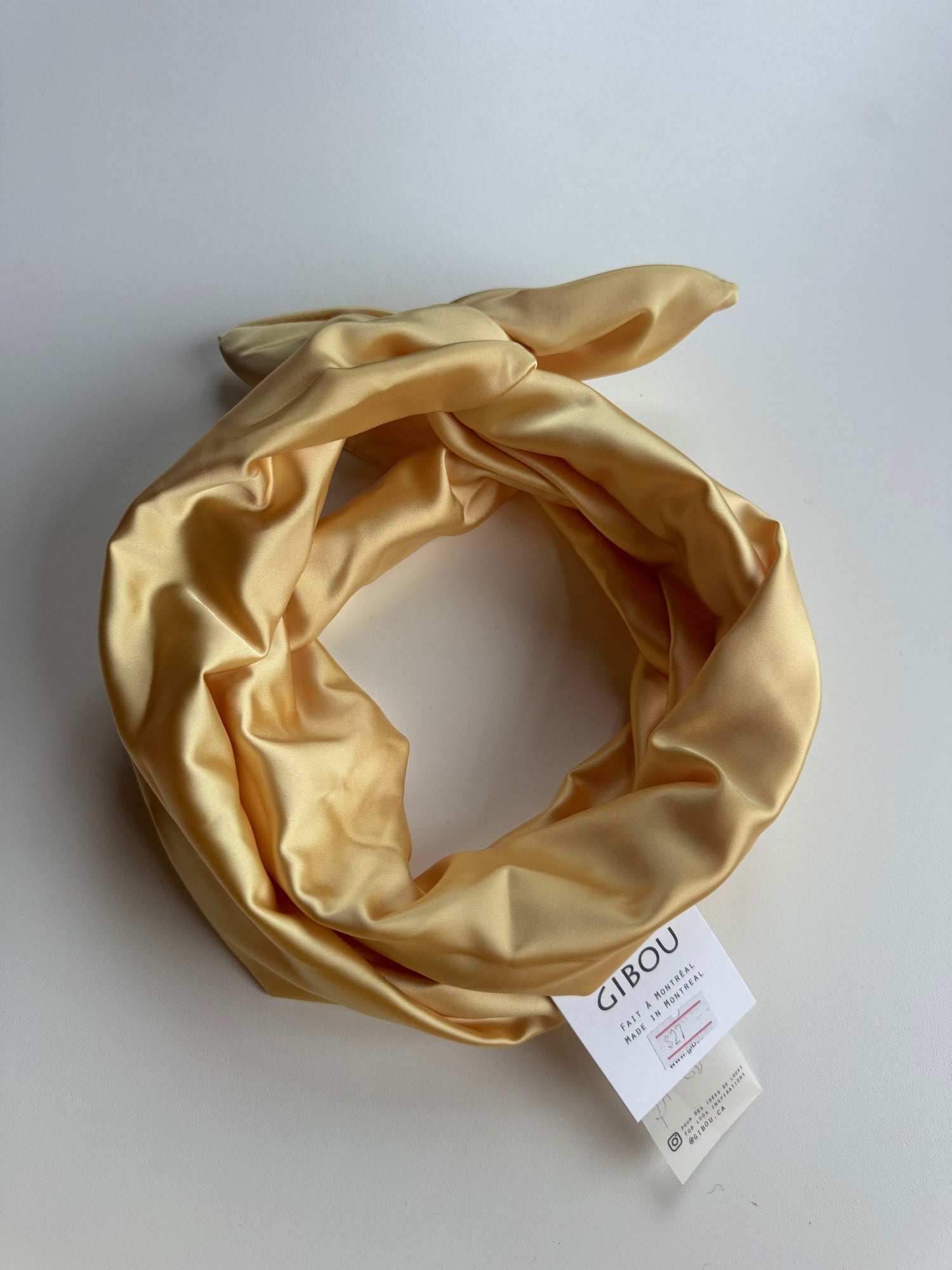 Échantillon - Bandeau XL en satin jaune pâle