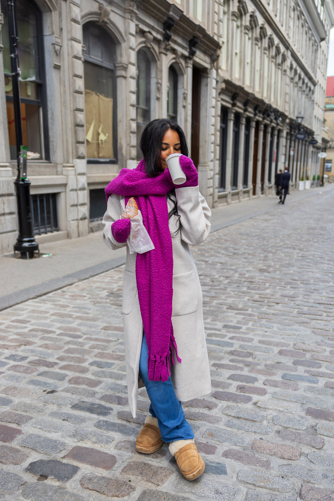 Échantillon - Foulard en molletonné bouclé à carreaux