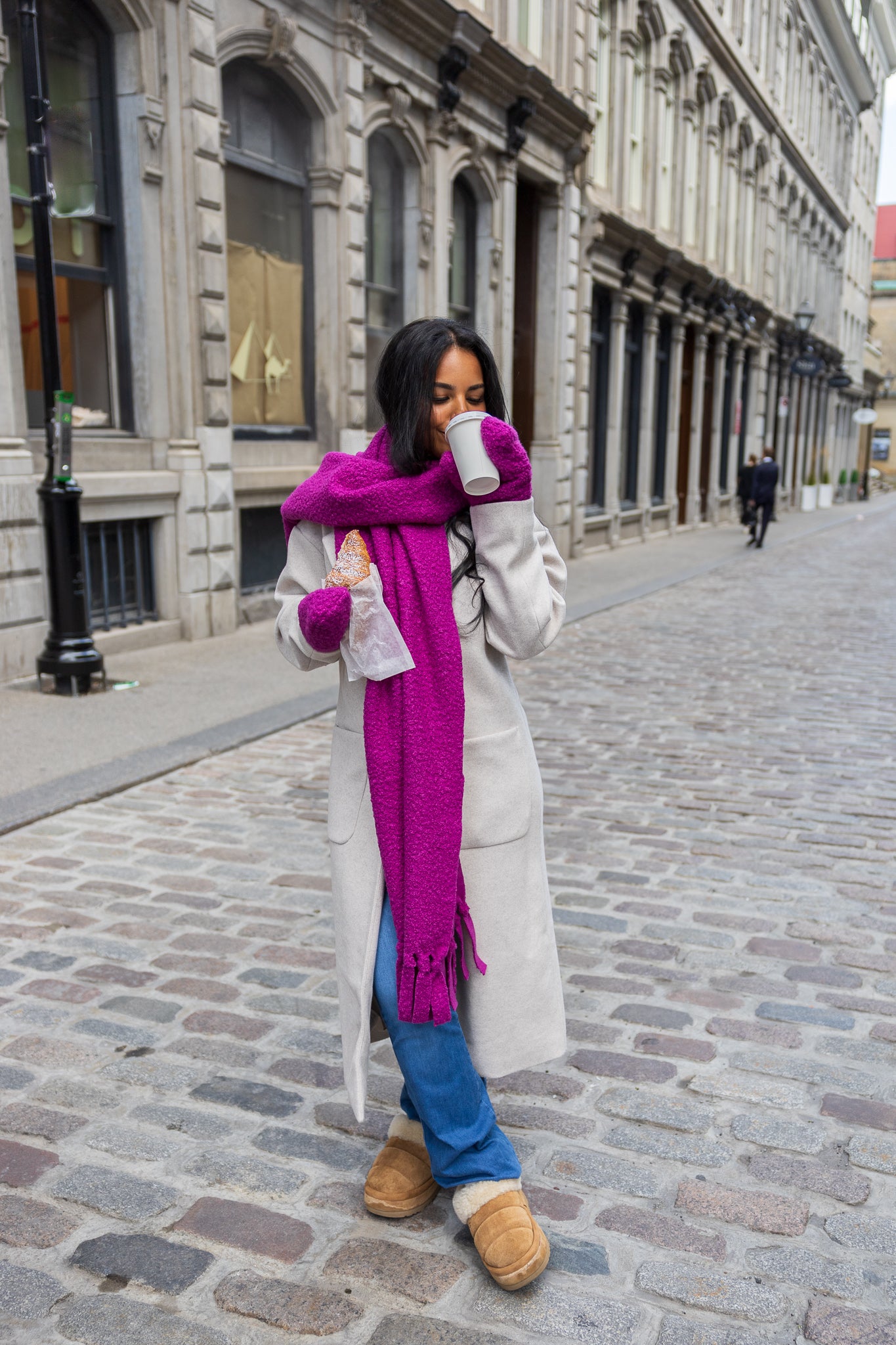 Imparfait - Foulard à franges crème