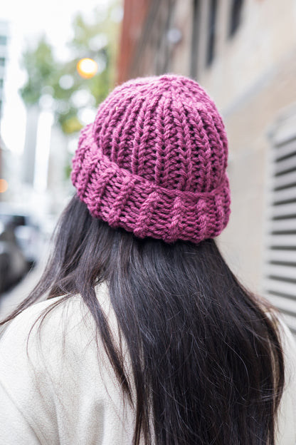 Tuque en grosses mailles tricotée à la main