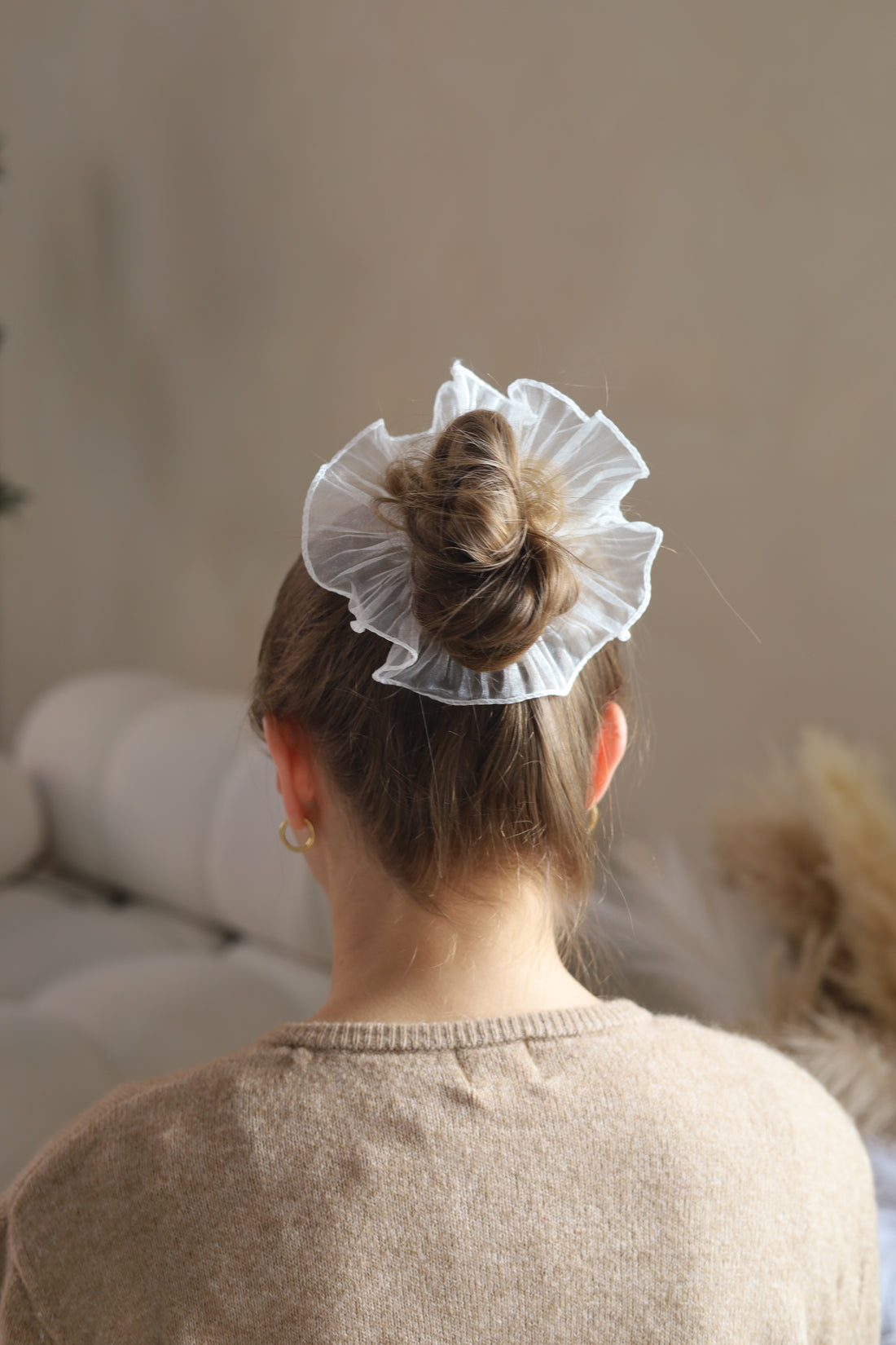 Échantillon - Chouchou double en organza blanc