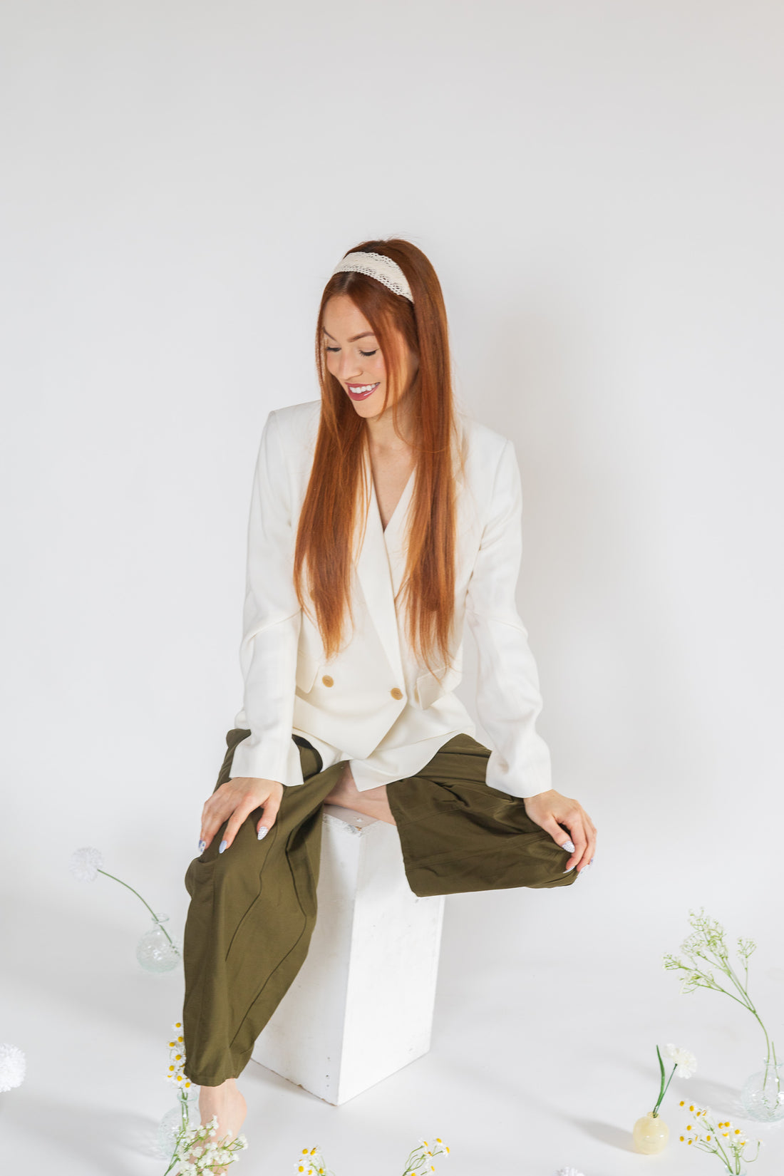 Serre-tête en broderie anglaise