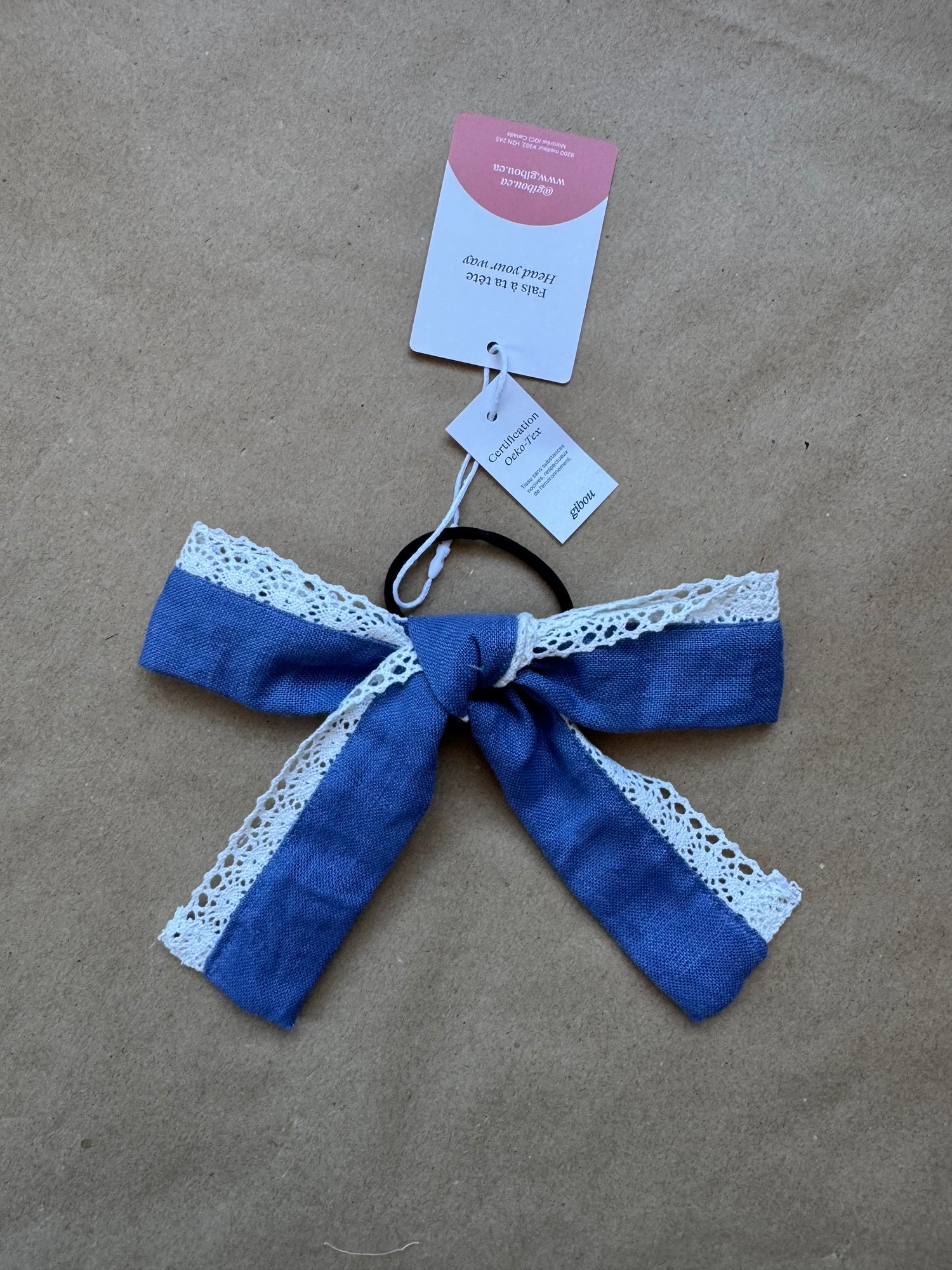 Échantillon - Boucle en lin et dentelle sur élastique