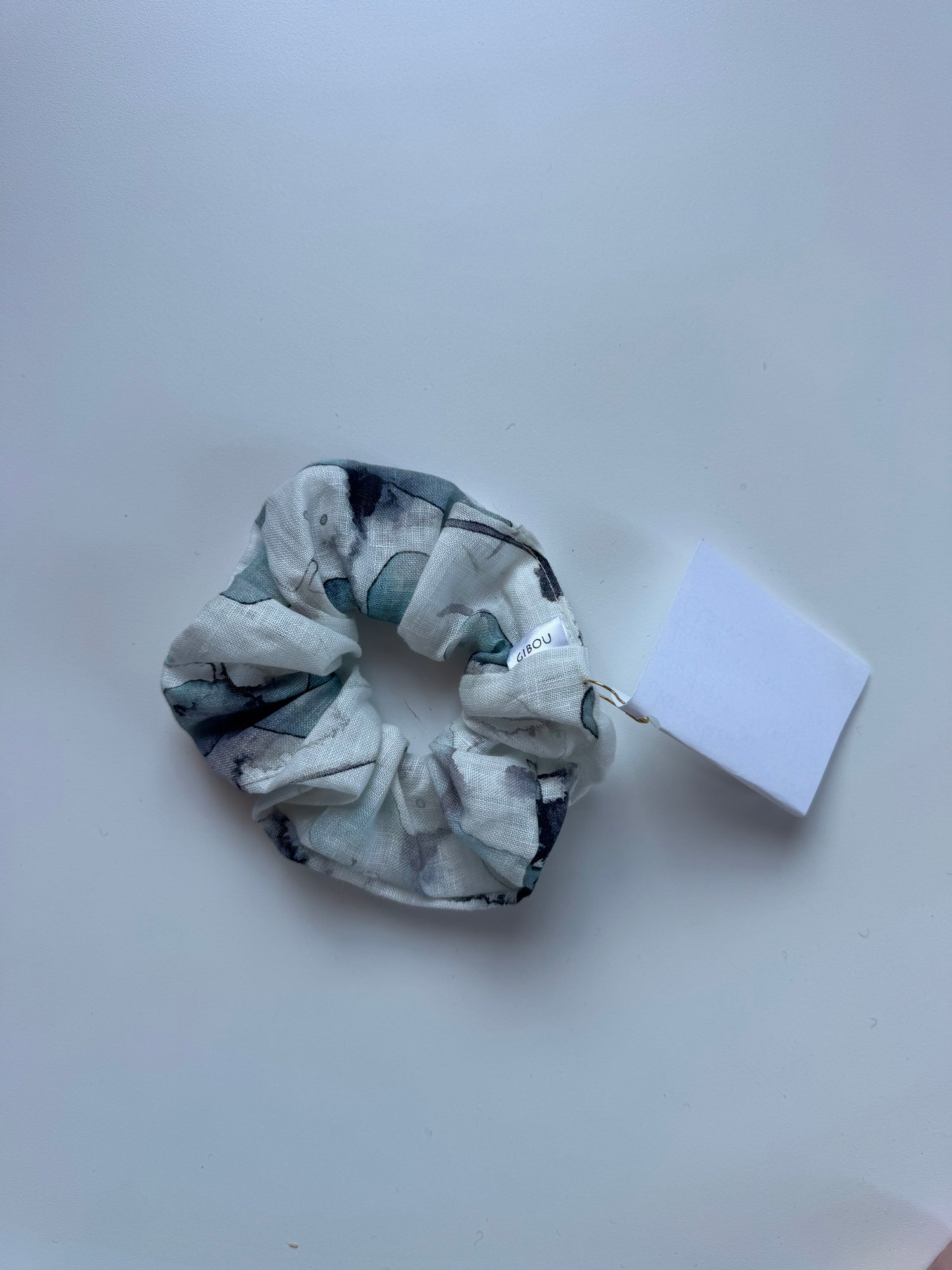 Échantillon - Chouchou en lin floral bleu