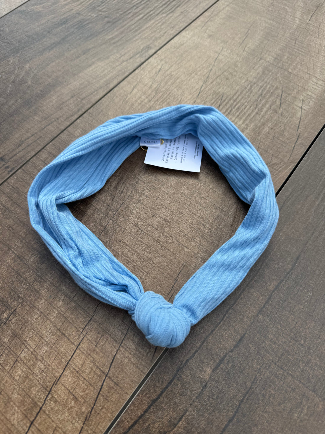 Échantillon - Bandeau noué en bambou bleu pale