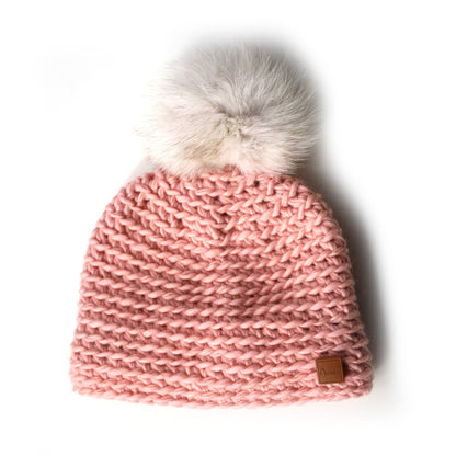 Tuque tricotée à la main - pompon renard norvégien recyclé - gibou.ca