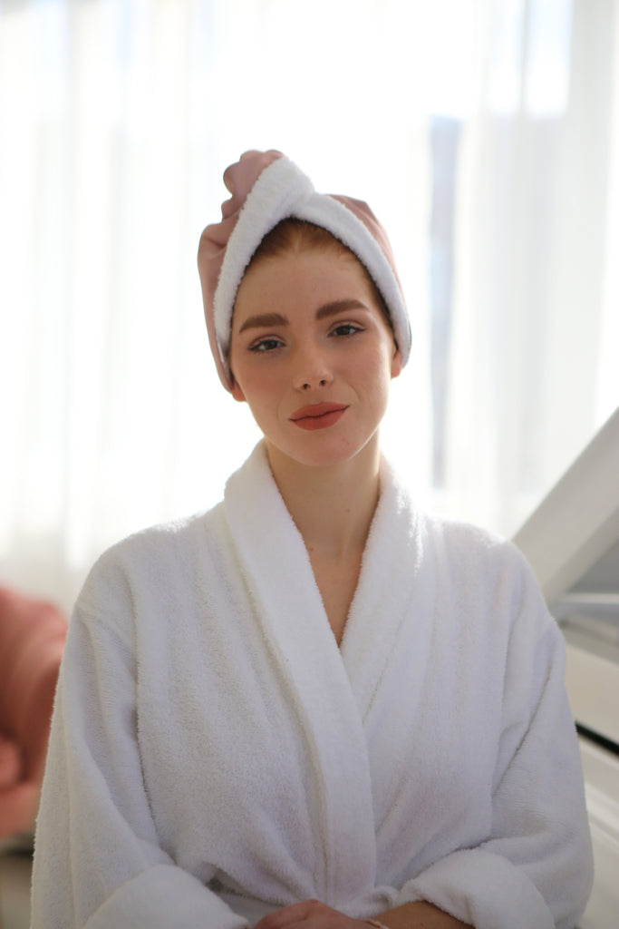 La serviette en bonnet pour les cheveux / Satin Hair Towel Wrap